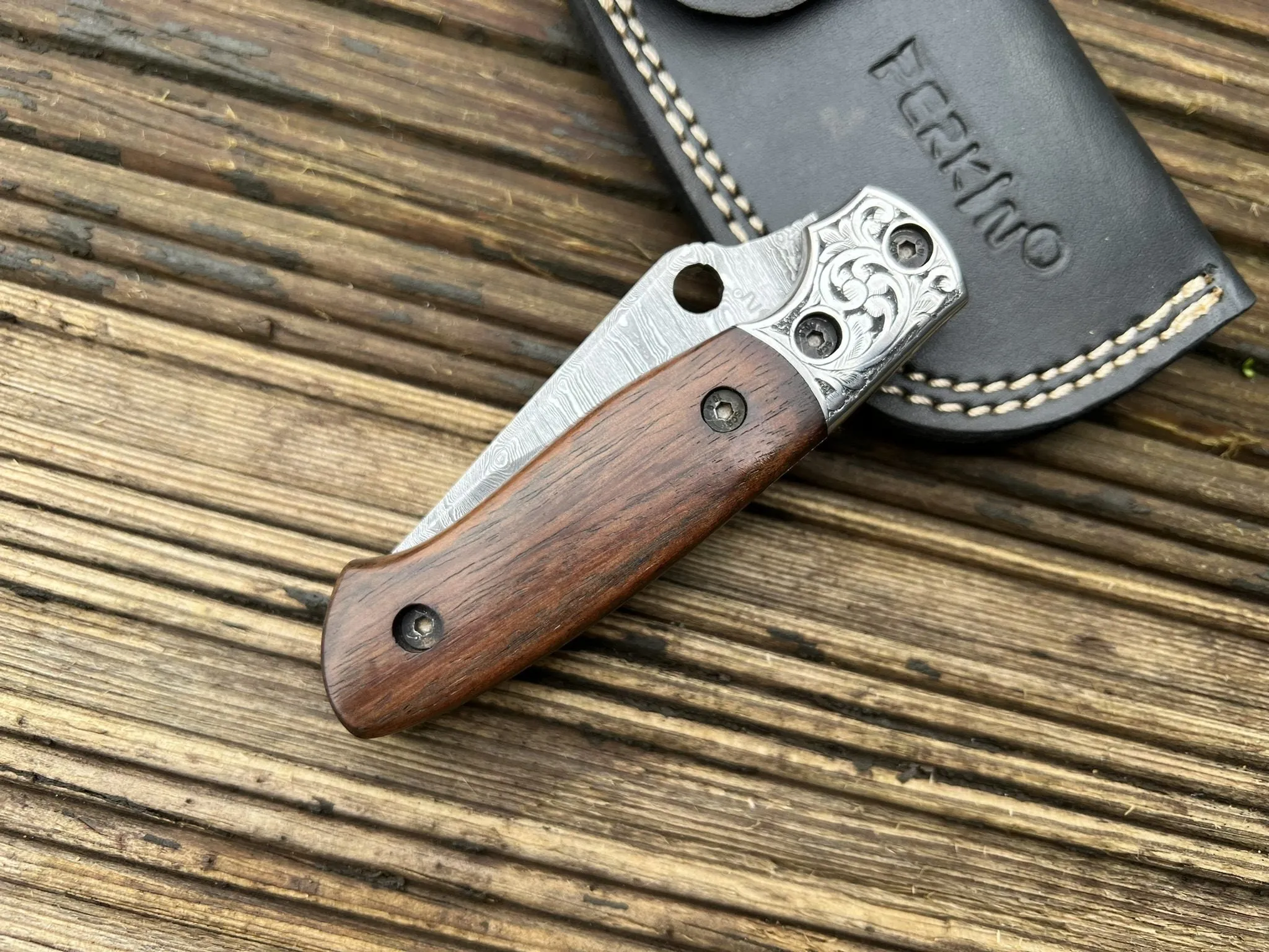 Handcrafted Damascus Pocket Knife - Damascus Steel Folding Knife NGF3