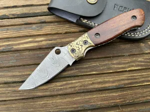 Handcrafted Damascus Pocket Knife - Damascus Steel Folding Knife