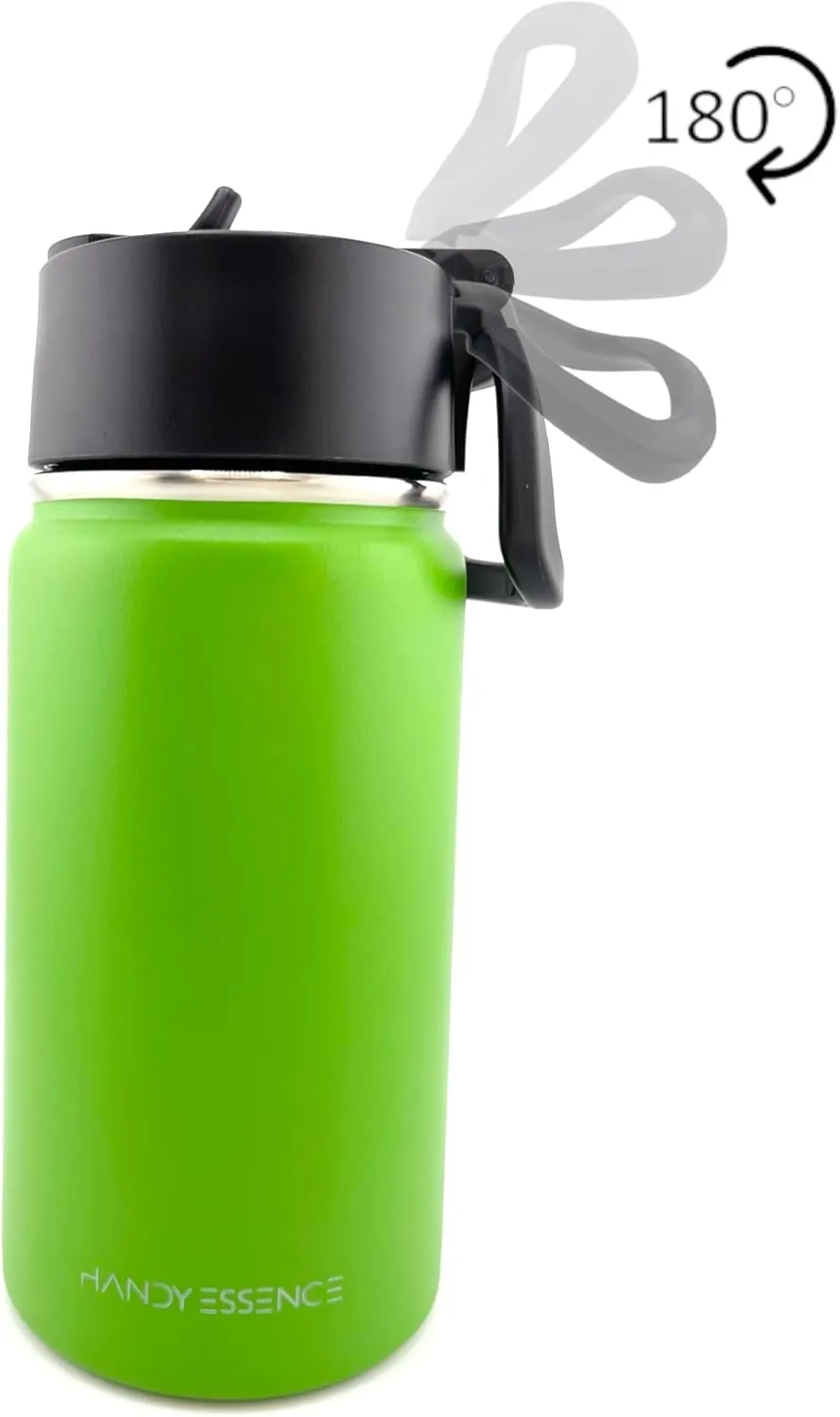Handy Essence 12oz, 18oz, or 22oz Insulated Water Bottle With Straw Lid & Adjustable Handle (Light Green, 22oz)