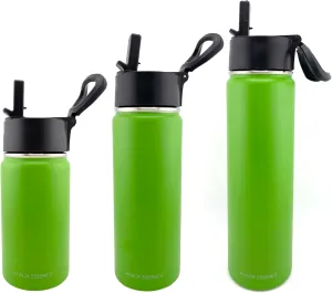Handy Essence 12oz, 18oz, or 22oz Insulated Water Bottle With Straw Lid & Adjustable Handle (Light Green, 22oz)