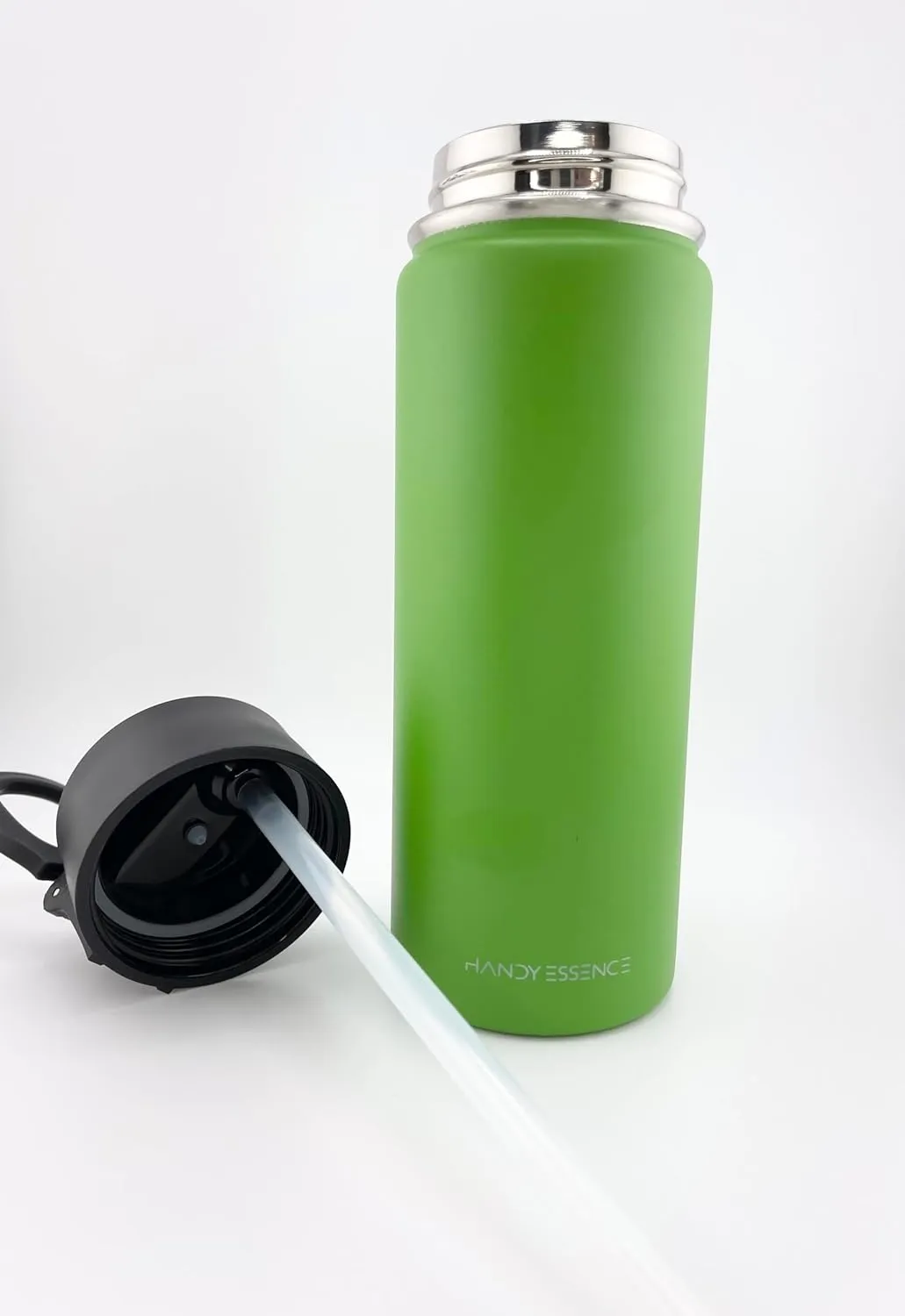Handy Essence 12oz, 18oz, or 22oz Insulated Water Bottle With Straw Lid & Adjustable Handle (Light Green, 22oz)