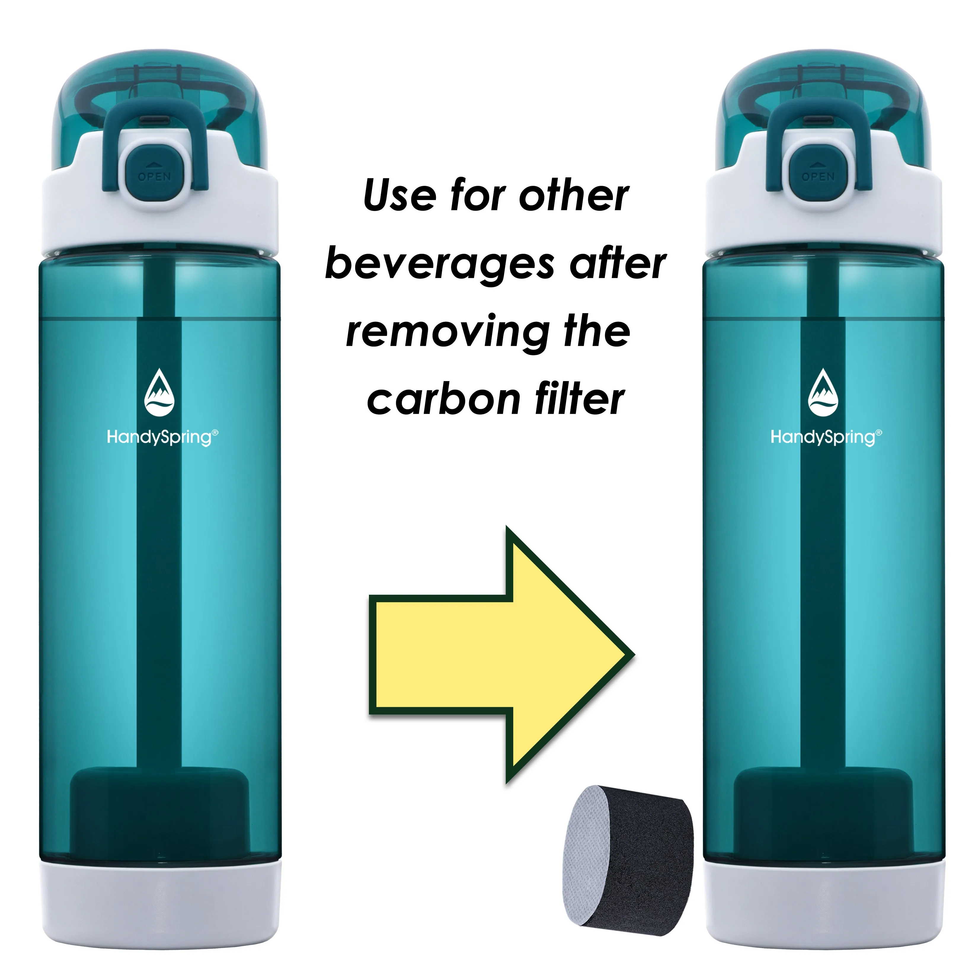HandySpring Water Bottle Filter, Filtered Water Bottle Replacement Filters, BPA Free, 3 Count-HS00F3