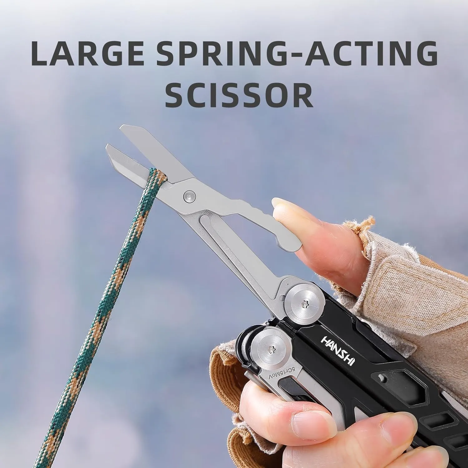 HANSHI Multitool Pliers, 22-in-1 YG10 Tungsten Steel Multi Tool with Scissors,Replaceable Wire Cutters, Flint, Window Breaker, Back Clip,Ideal for Camping, Survival and Gift(Black)