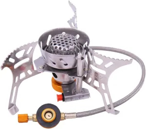 Happyyami 1pc Camping Gas Stove Mini Burner Backpacking Burner Stove Portable Gas Stove Camping Cooking Stove Firepower Stove Camping Stove Portable Backpack Stove Mini Stove Windproof