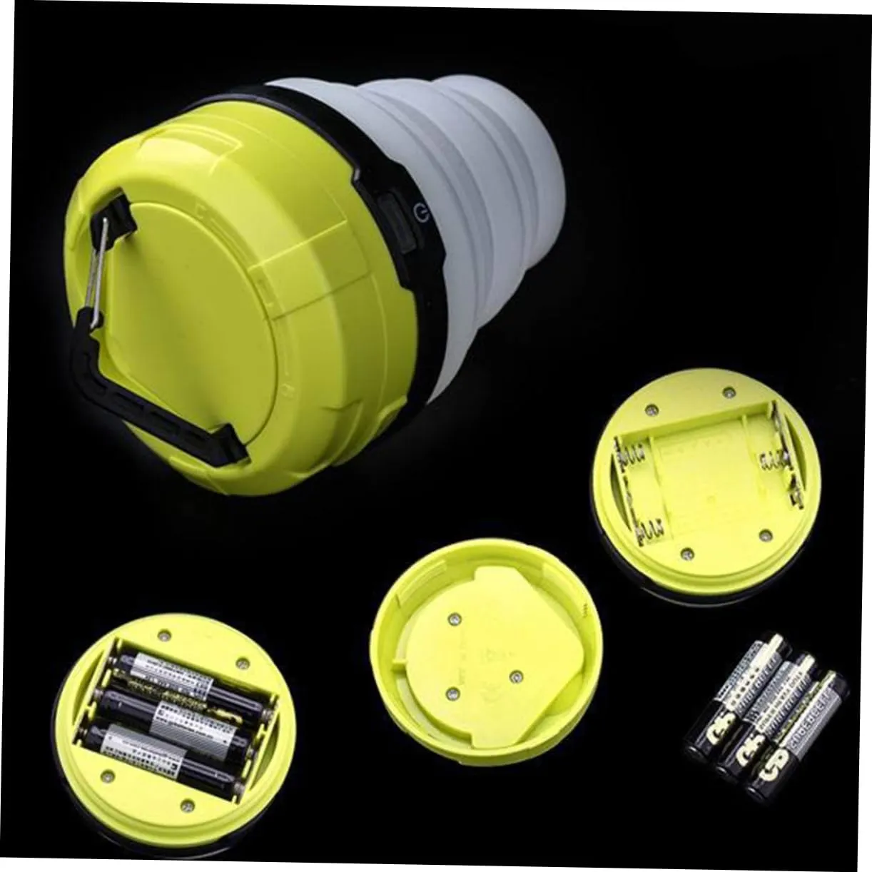 Happyyami 2pcs Battery-Powered Led Camping Light Collapsible Flashlight Solar Tent Lights Portable Emergency Ready