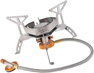 Happyyami Folding Camp Stove Windscreen Camping Gas Stove Split Gas Burner Electronic Ignition Compact for Outdoor Trips