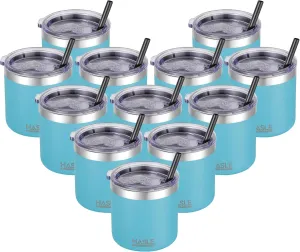 HASLE OUTFITTERS 10oz Insulated Tumblers with Lid and Straw,Stainless Steel Tumbler Travel Coffee Mug,Double Wall Reusable Tumbler Cup for Iced and Hot Drinks(Mint Green,12 Pack)