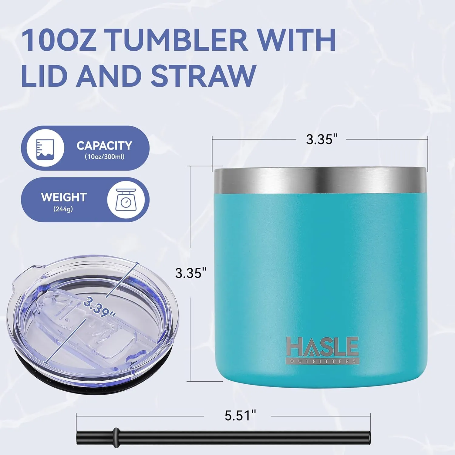 HASLE OUTFITTERS 10oz Insulated Tumblers with Lid and Straw,Stainless Steel Tumbler Travel Coffee Mug,Double Wall Reusable Tumbler Cup for Iced and Hot Drinks(Mint Green,12 Pack)