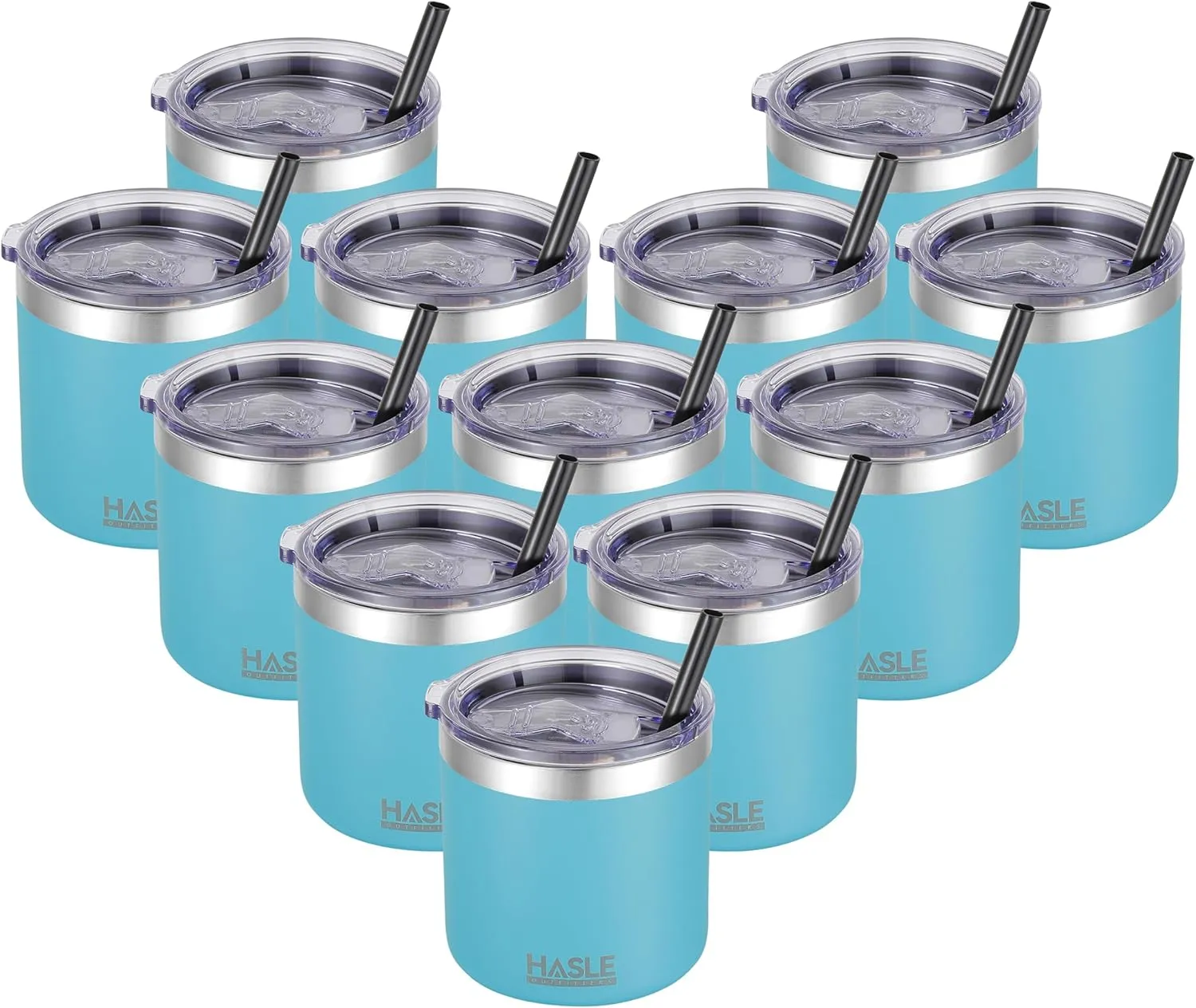 HASLE OUTFITTERS 10oz Insulated Tumblers with Lid and Straw,Stainless Steel Tumbler Travel Coffee Mug,Double Wall Reusable Tumbler Cup for Iced and Hot Drinks(Mint Green,12 Pack)