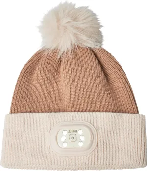 Headlightz by Roq Innovation - POM POM Beanie with Light, Unisex LED Beanie Hat with Light Built in, Rechargeable