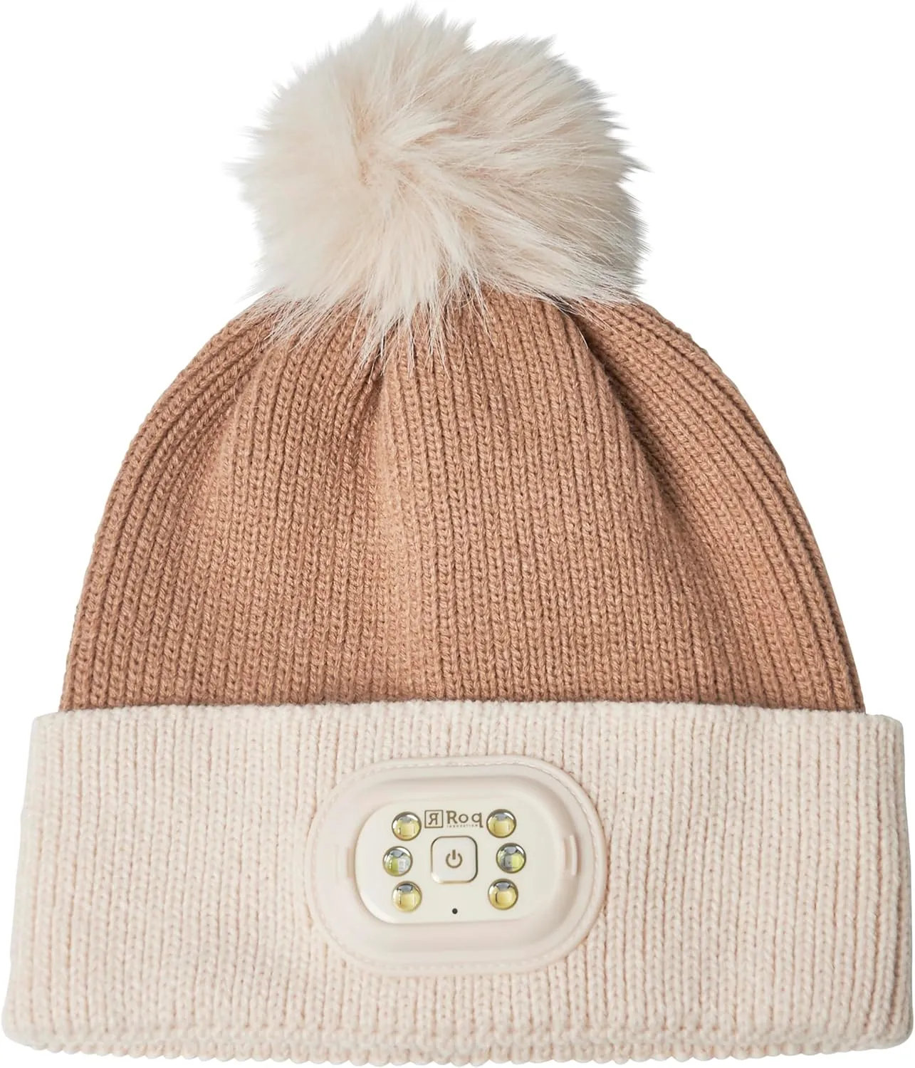 Headlightz by Roq Innovation - POM POM Beanie with Light, Unisex LED Beanie Hat with Light Built in, Rechargeable