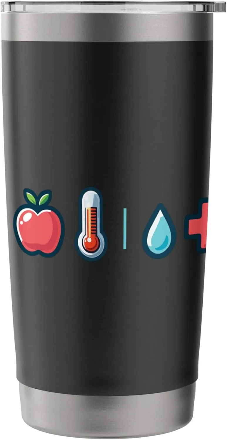Health Awareness Icons Milk Apple Thermometer Stainless Steel Insulated Tumbler