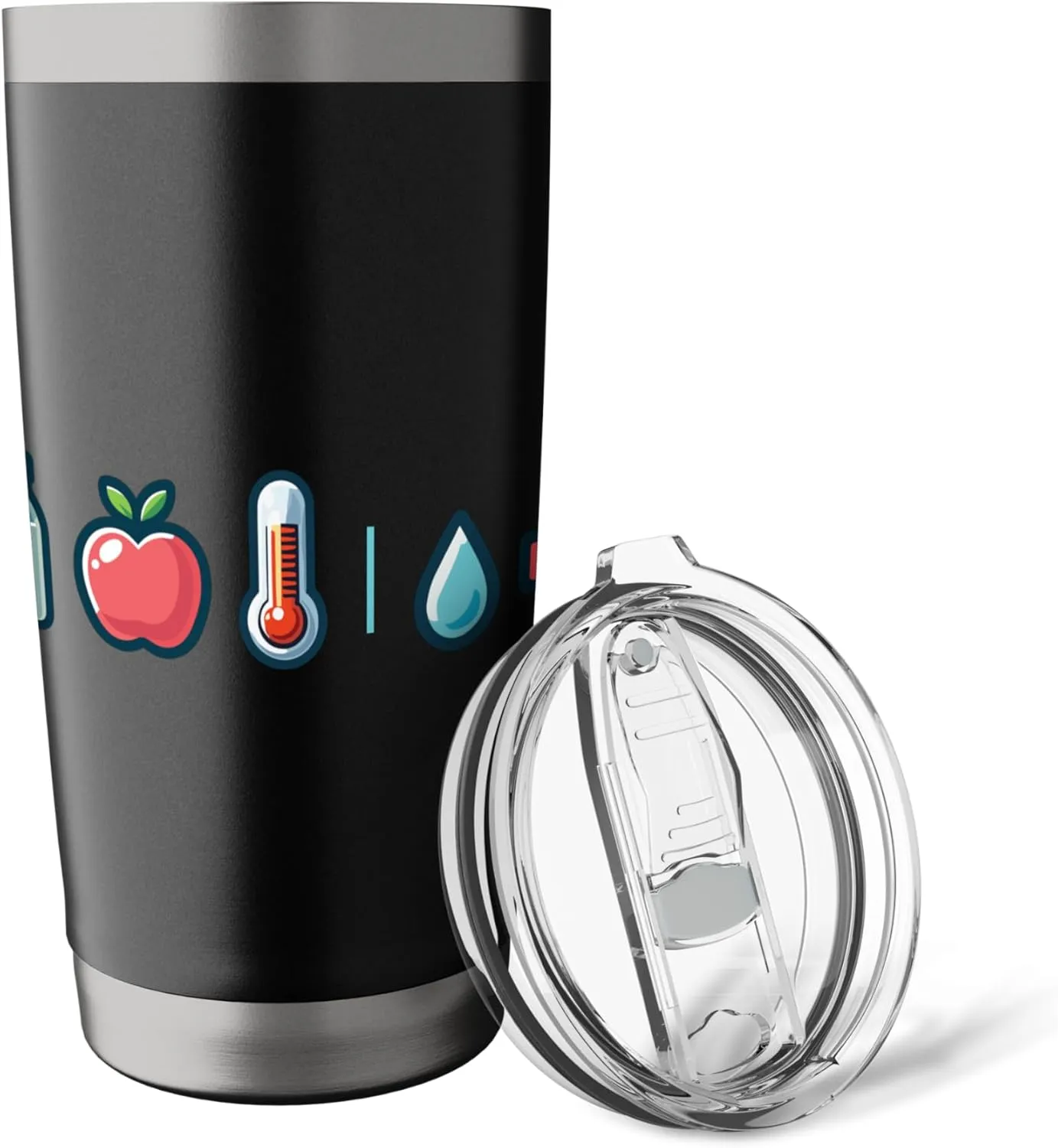 Health Awareness Icons Milk Apple Thermometer Stainless Steel Insulated Tumbler