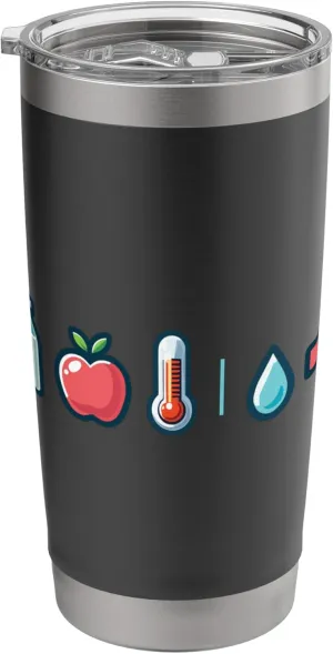 Health Awareness Icons Milk Apple Thermometer Stainless Steel Insulated Tumbler