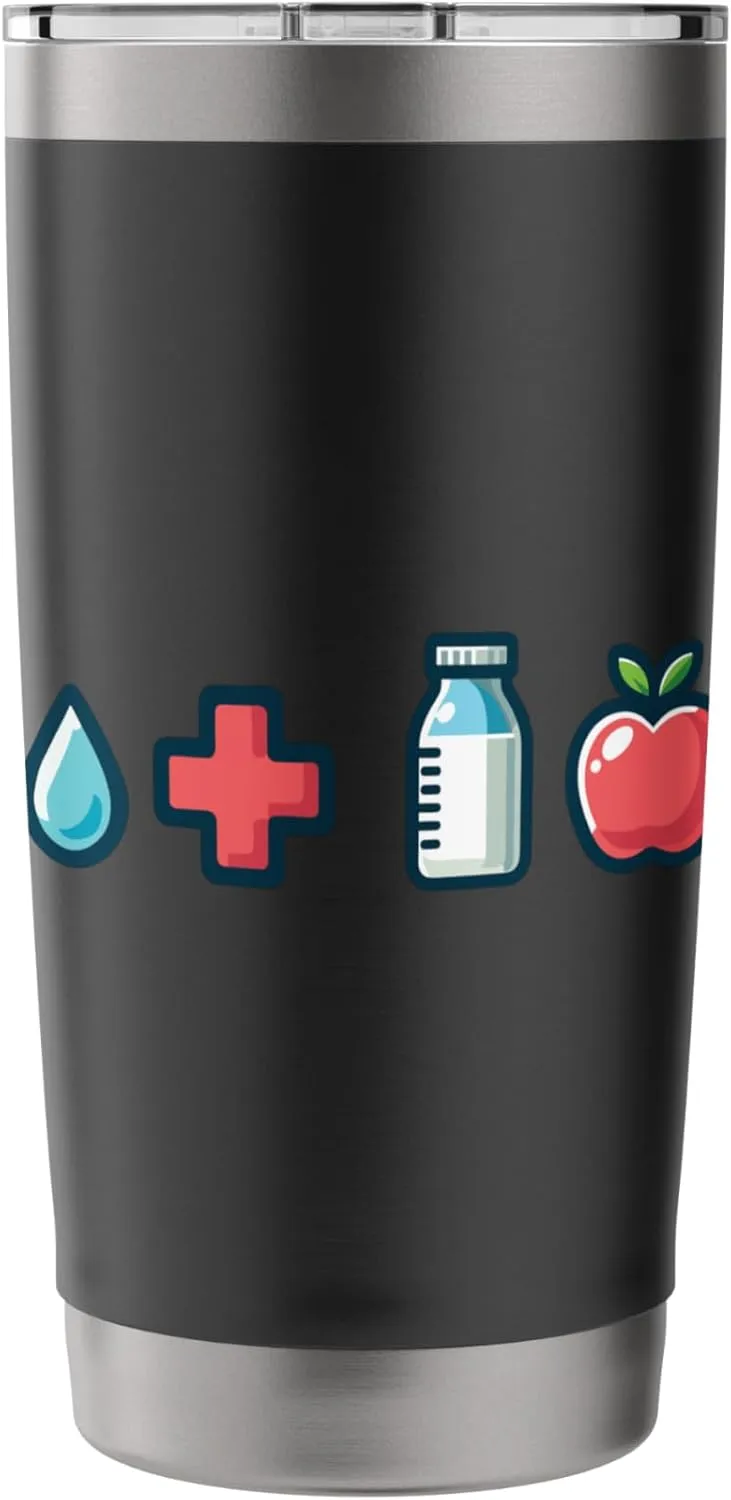 Health Awareness Icons Milk Apple Thermometer Stainless Steel Insulated Tumbler