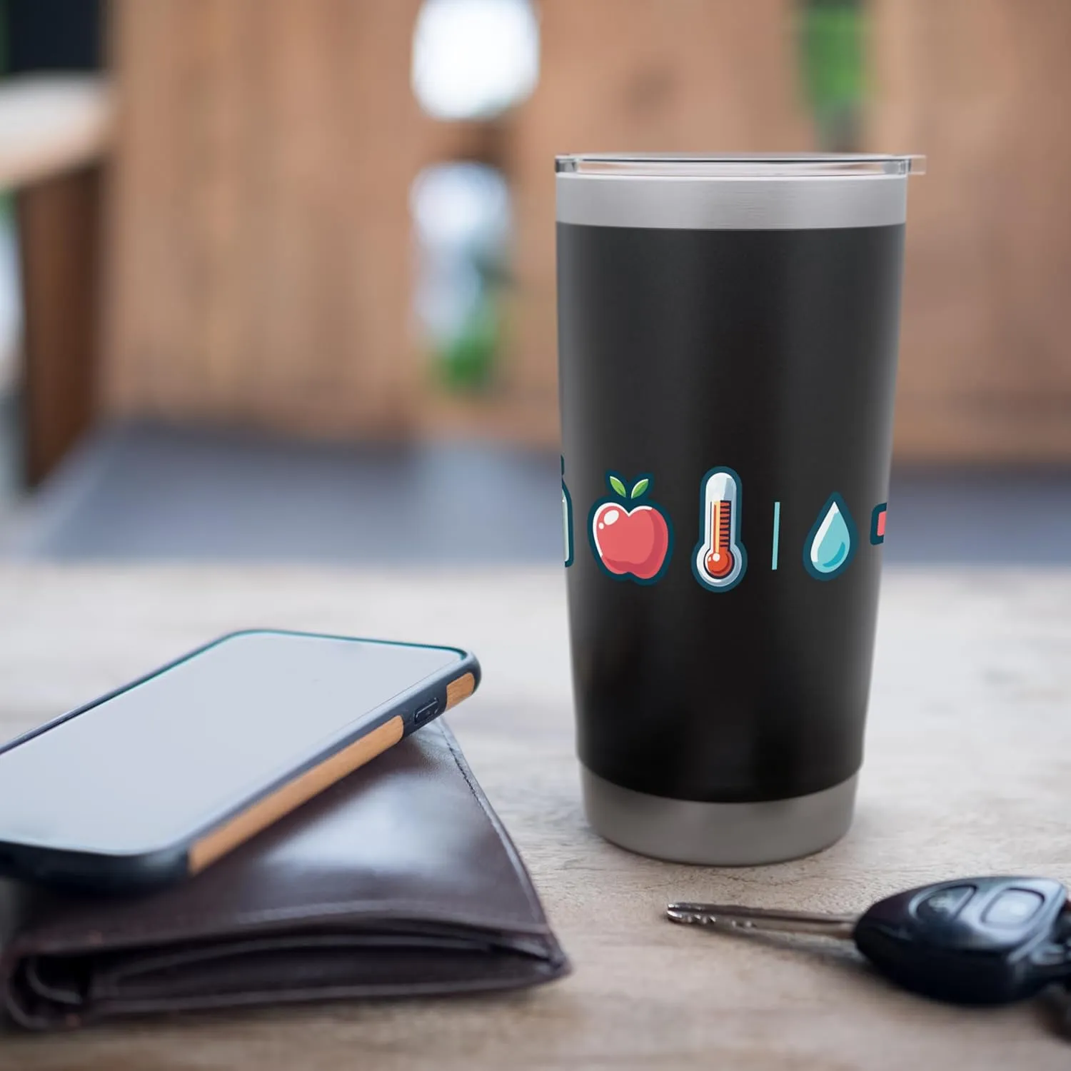 Health Awareness Icons Milk Apple Thermometer Stainless Steel Insulated Tumbler