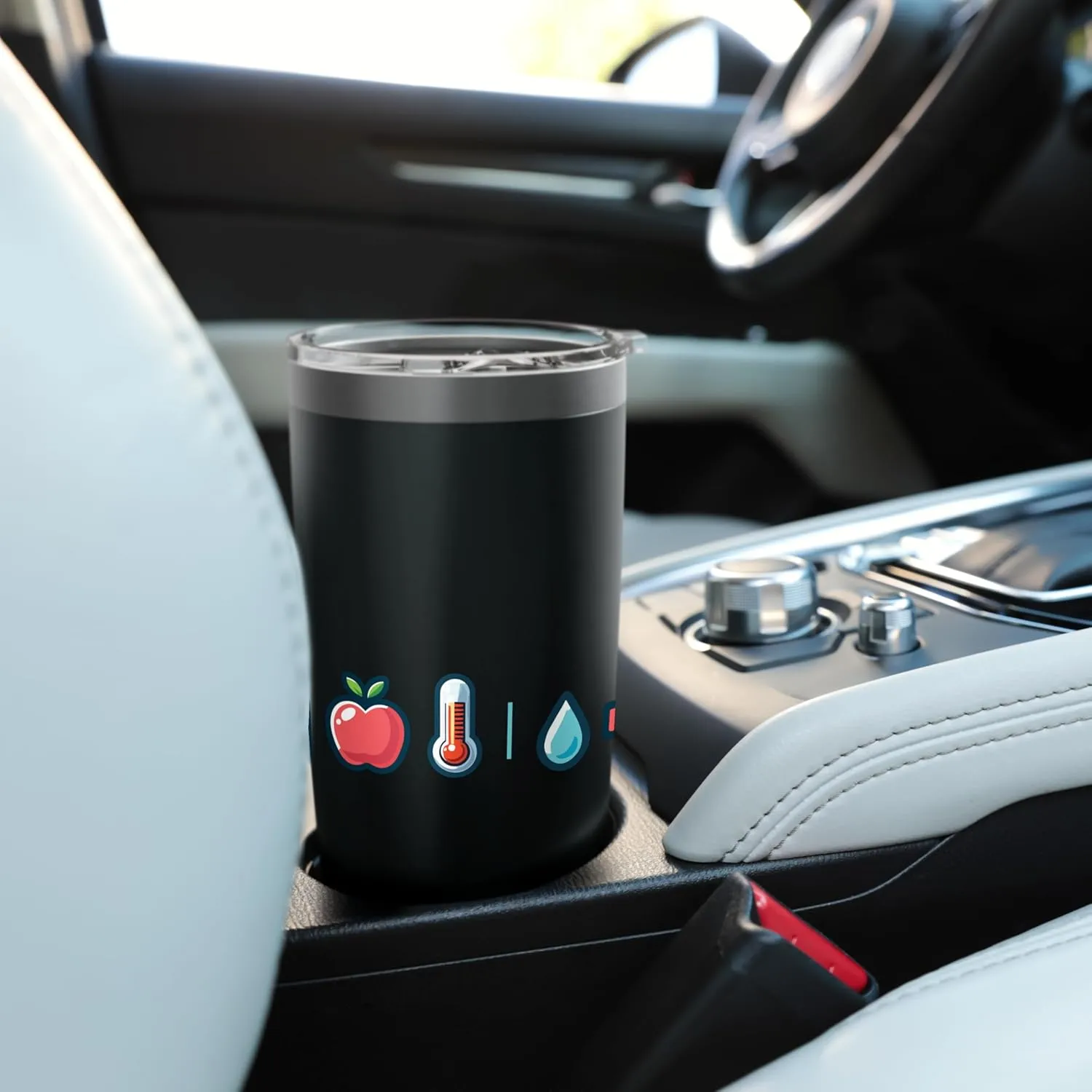 Health Awareness Icons Milk Apple Thermometer Stainless Steel Insulated Tumbler