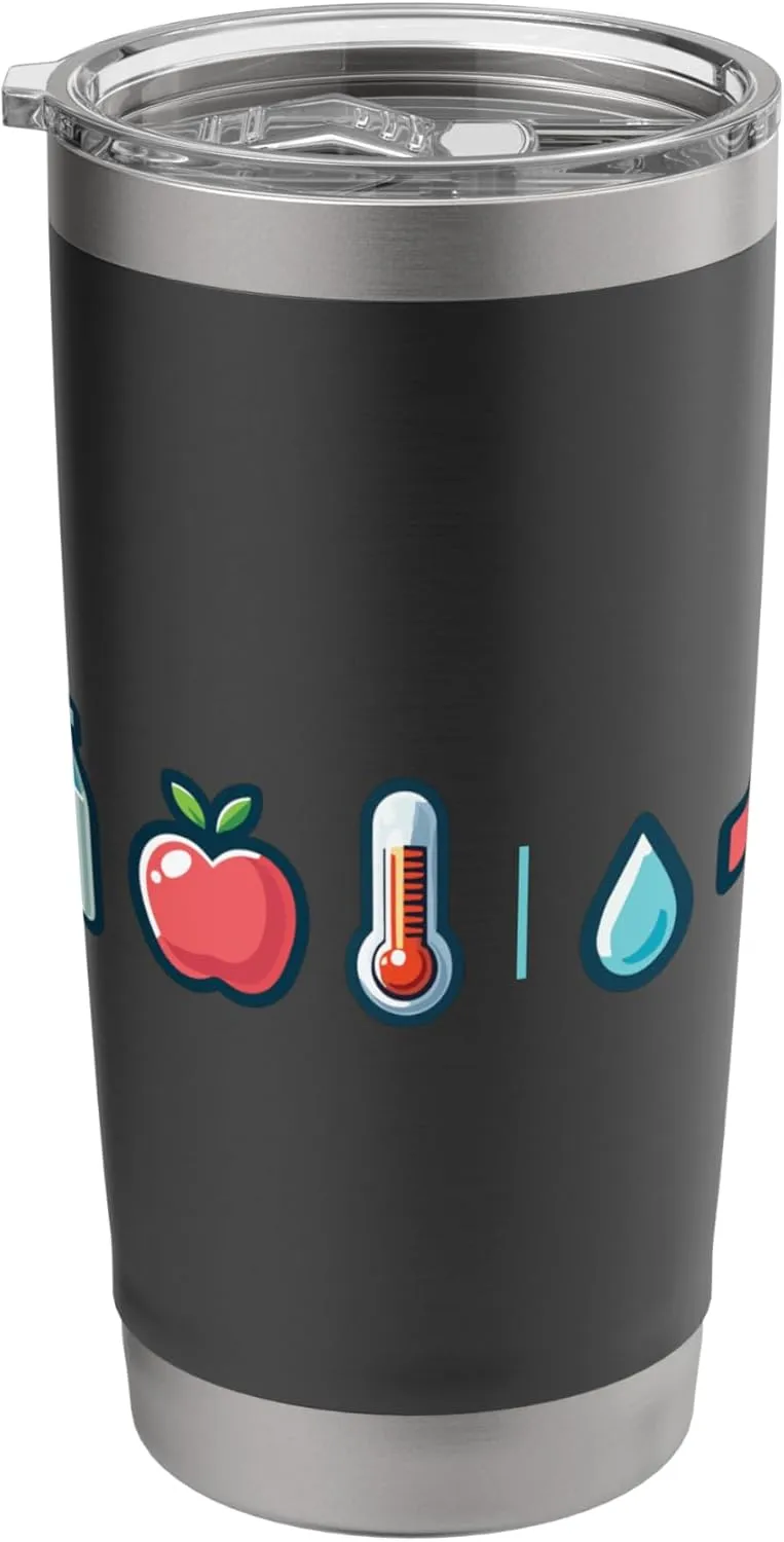 Health Awareness Icons Milk Apple Thermometer Stainless Steel Insulated Tumbler
