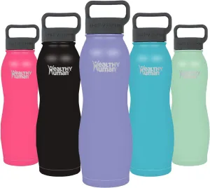 Healthy Human Stainless Steel Curve Water Bottle | 100% BPA Free Thermos for Kids & Adults | Vacuum Insulated Water Bottles | Metal Bottles with Leak Proof Lid (21 oz/ 621 ML, Lilac)