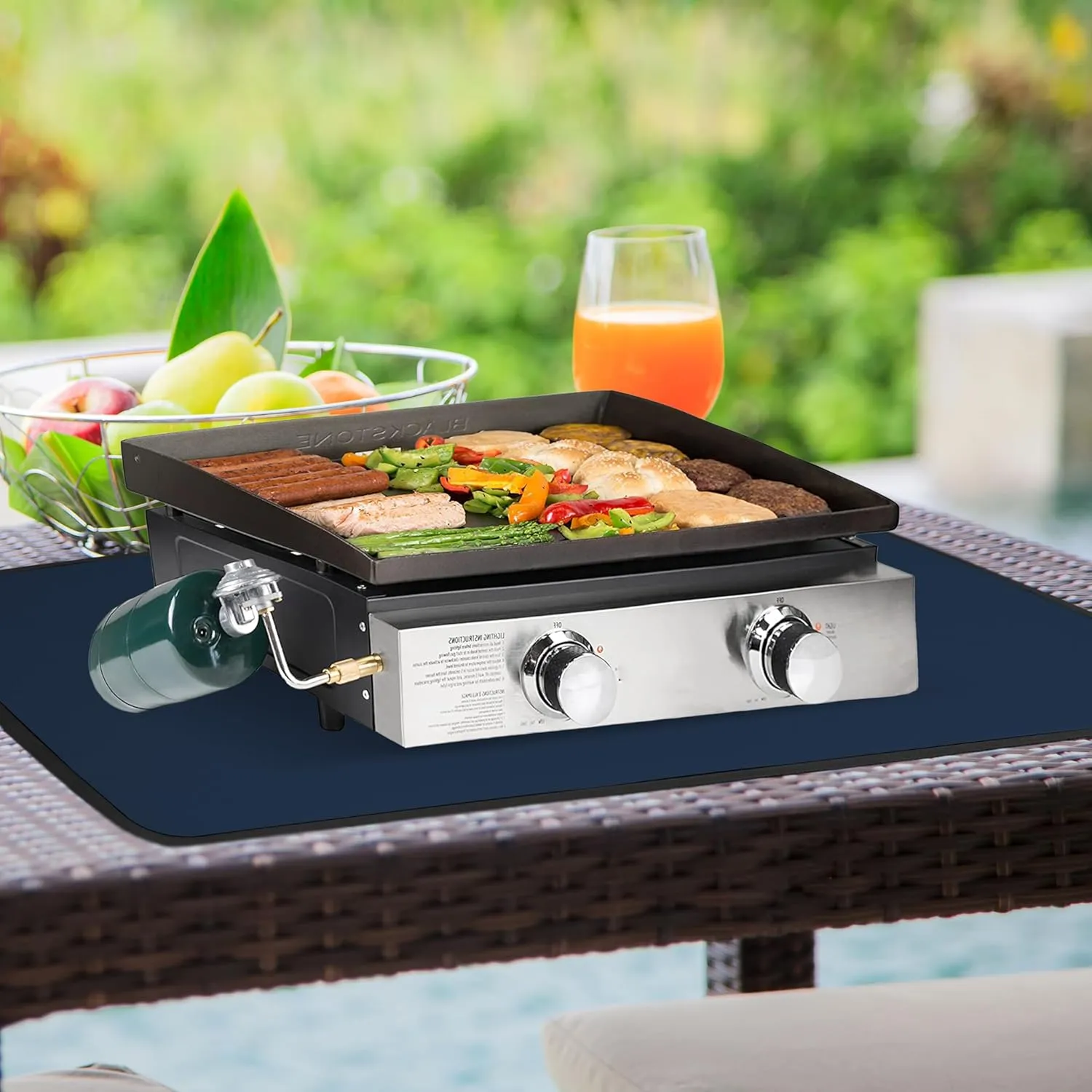 Heat Resistant Mats for Countertop and Grill Table, Fireproof Grill Mats for Outdoor Grill, Portable Charcoal Grill, Gas Grill, Pizza Oven Compatible with Blackstone, Ninja 24x36x0.04in, Blue