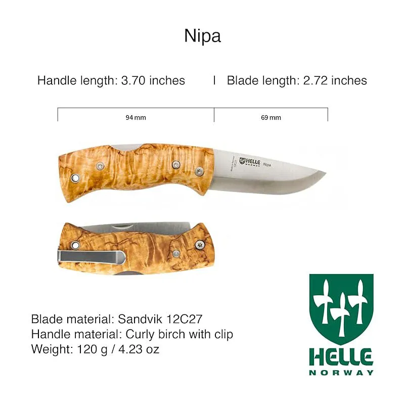 Helle Curly Birch Stainless Steel Foldable Knife - 200657