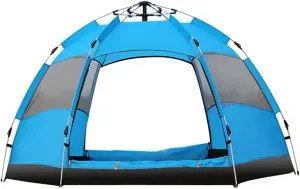 Hexagonal Tent Automatic Opening Pop Up Tent Outdoor Camping Tent Double Layer Portable Lightweight Backpack Tent Sunshade Shelter Beach Tent