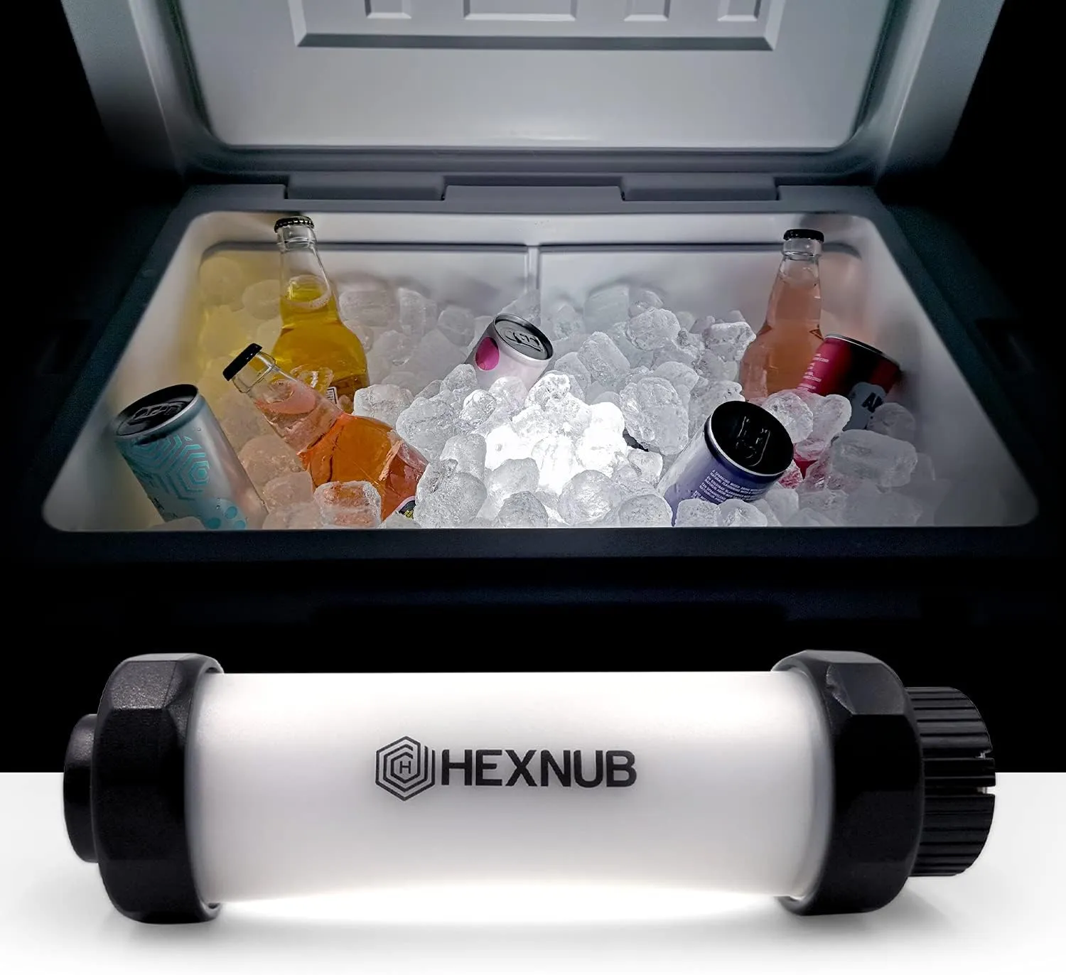 HEXNUB Cooler Box Light, Waterproof, Rechargeable LED Light Compatible with YETI, RTIC, ORCA, Igloo, Coleman Ice Chest, Magnetic Base, Great for Outdoor Events, Camping, Fishing, Hunting, Boating