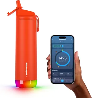 Hidrate Spark PRO Smart Water Bottle – Insulated Stainless Steel – Tracks Water Intake with Bluetooth, LED Glow Reminder When You Need to Drink – Straw Lid, 21 oz