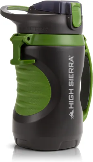 HIGH SIERRA, [BPA FREE] 64 OZ Insulated Water Jug with 2 Drinking Options, [Silicone Spout – NO MORE TEETH BUMPS] Built-in Fence Anchor, Keeps Iced Water Cold for Hours, EXTRA LARGE Sports Bottle