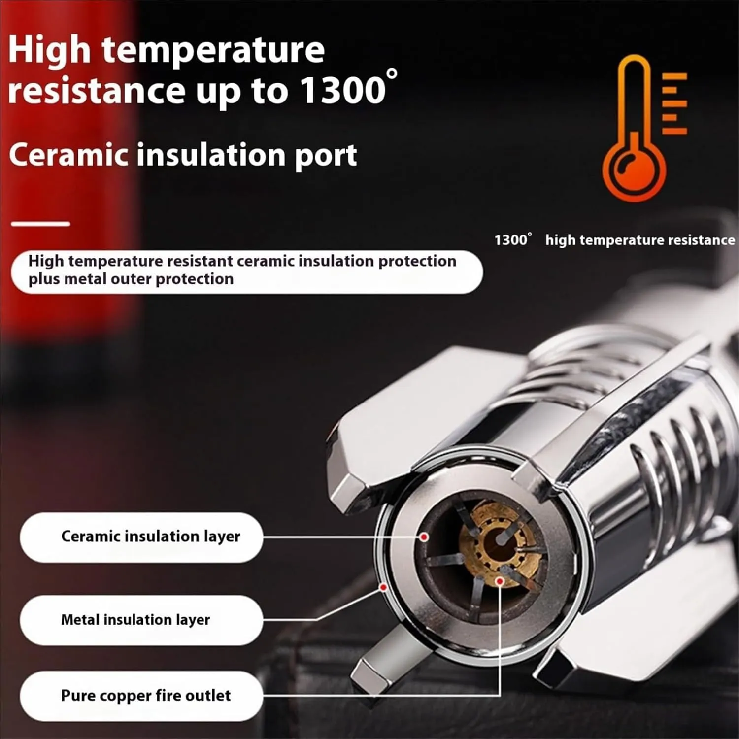 High temperature resistant torch lighter, outdoor adventure fire making tool, windproof butane gas large flame lighter, recyclable refill lighter, metal lighter suitable for kitchen cooking outdoor ca