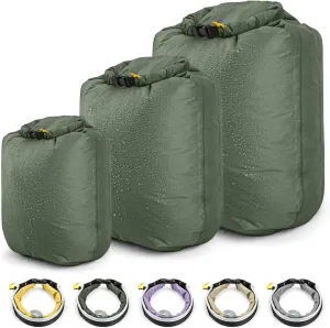 HIKEMAN Dry Bag Waterproof - Ultralight Dry Sack,Outdoor Roll Top Drybags,3-Pack Stuff Sack for Travel,Swimming,Rafting,Boating,Kayaking,Camping,Beach (Green)