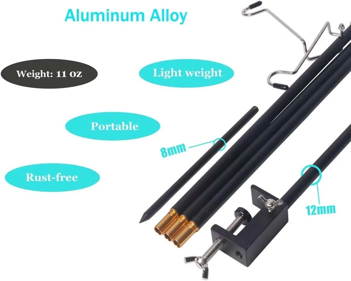 HIKEMAN Folding Lantern Stand Pole Portable Lamp Stand Hook Collapasible Light Stand Holder for Camping Fishing Picnic BBQ Outdoor Activities (Red)
