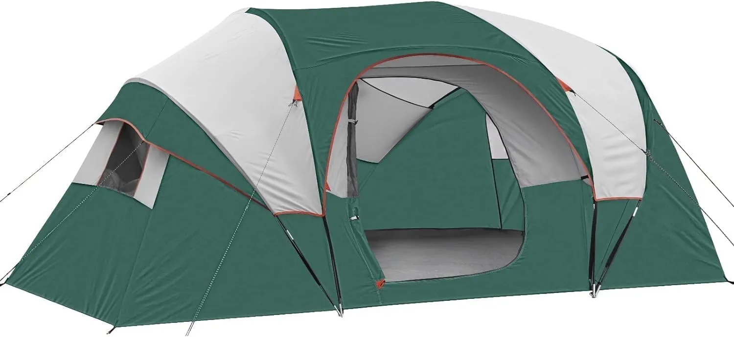 HIKERGARDEN 10 Person Camping Tent - Portable Easy Set Up Family Tent for Camp, Windproof Fabric Dome Tent Outdoor for Hiking, Backpacking, Traveling-14'x11'x74in(H)
