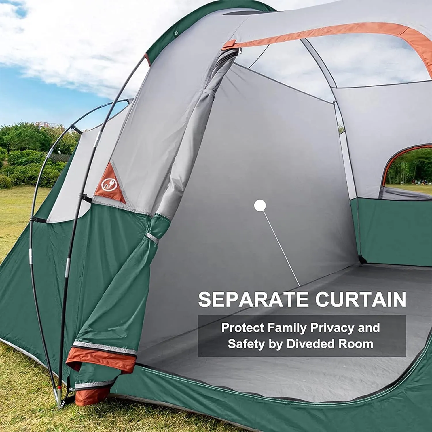HIKERGARDEN 10 Person Camping Tent - Portable Easy Set Up Family Tent for Camp, Windproof Fabric Dome Tent Outdoor for Hiking, Backpacking, Traveling-14'x11'x74in(H)