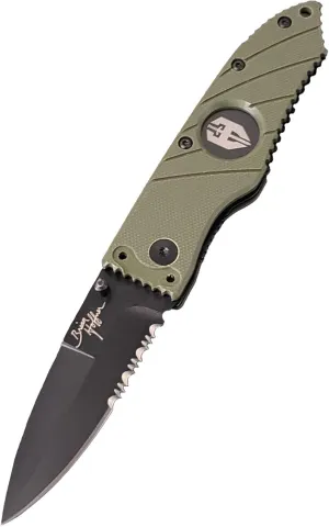 Hoffner Tactical Liner Lock Folding Knife - 2.8 Inch Half-Serrated Blade, G10 Grip and Reversable Pocket Clip. One Hand Opening