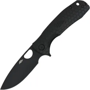 Honey Badger Large Pocket Knife EDC Drop Point Folding Utility Knife 3.6" Steel Blade Reversible Pocket Clip - (3.8oz) Drop Point Large Black DLC Blade HB1224BB