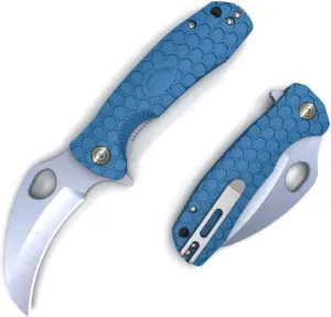 Honey Badger Pocket Knife, EDC Claw Hawkbill Folding Utility Knife, EDC Knife with Stainless Steel Blade, Claw Pocket Knives, Reversible Pocket Clip - 3.4" (Claw Smooth Large Blue)