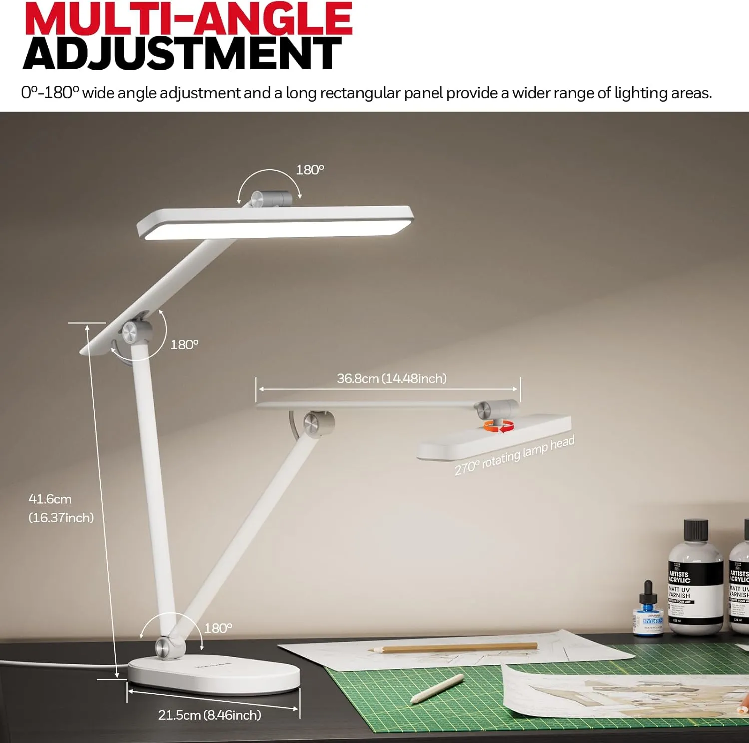 Honeywell Desk Lamp for Home Office, H4 Sunturalux™ Eye-Caring LED Desk Light, 700LM Dimmable Desk Lamp with Timer, Adjustable Desk Reading Light, Touch Auto Dimming Table Lamp for Study, Bedroom