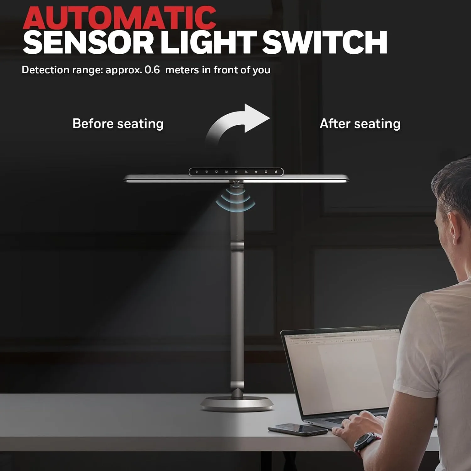 Honeywell Desk Lamp for Home Office, H9 Sunturalux™ Eye-Caring LED Desk Light, 1000LM Dimmable Desk Lamp with Timer and Auto-sensing, Adjustable Desk Reading Light or Study, Cumputer, Architect
