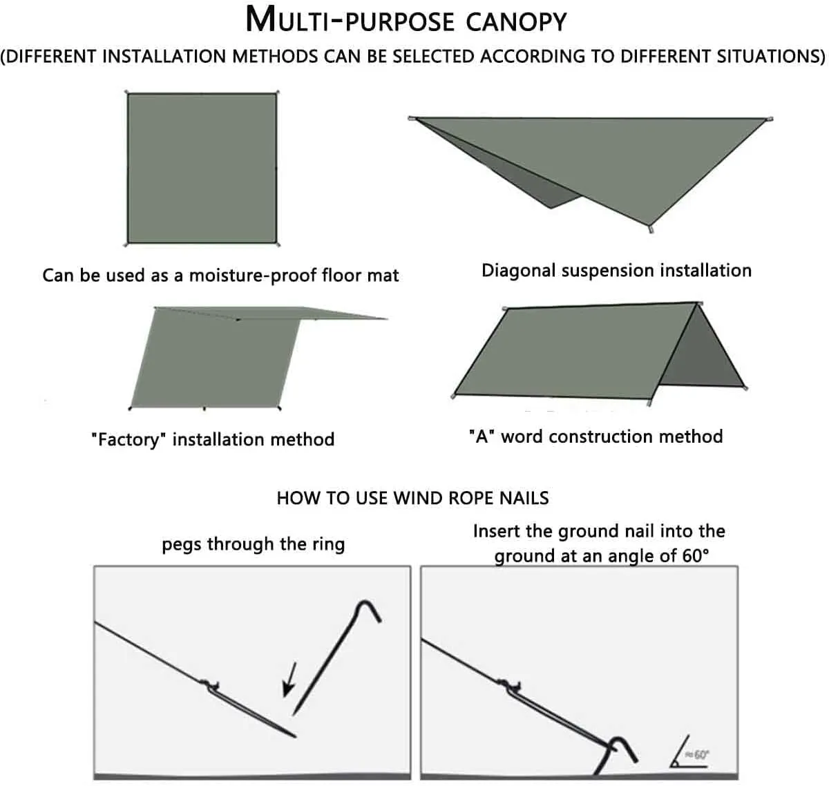 HOTRA Camping Tent Planes Waterproof Slightly Compact Tent Pad Picnic Blanket Hammock Tarp for Hammock (Color : Gray, Size : 3 * 3m)