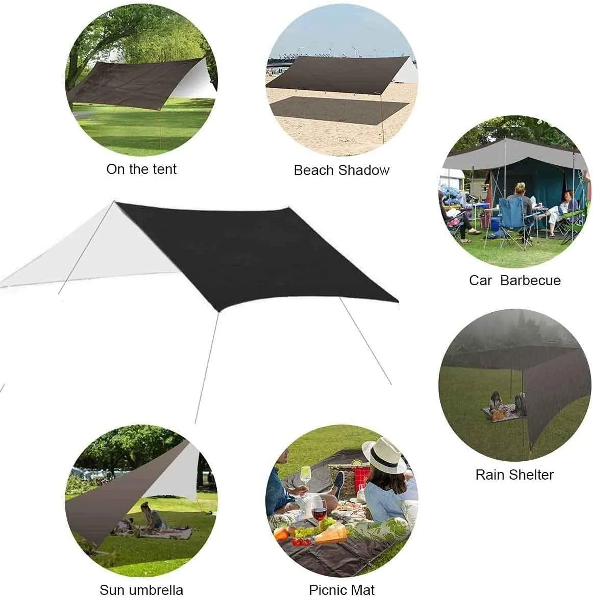 HOTRA Camping Tent Planes Waterproof Slightly Compact Tent Pad Picnic Blanket Hammock Tarp for Hammock (Color : Gray, Size : 3 * 3m)
