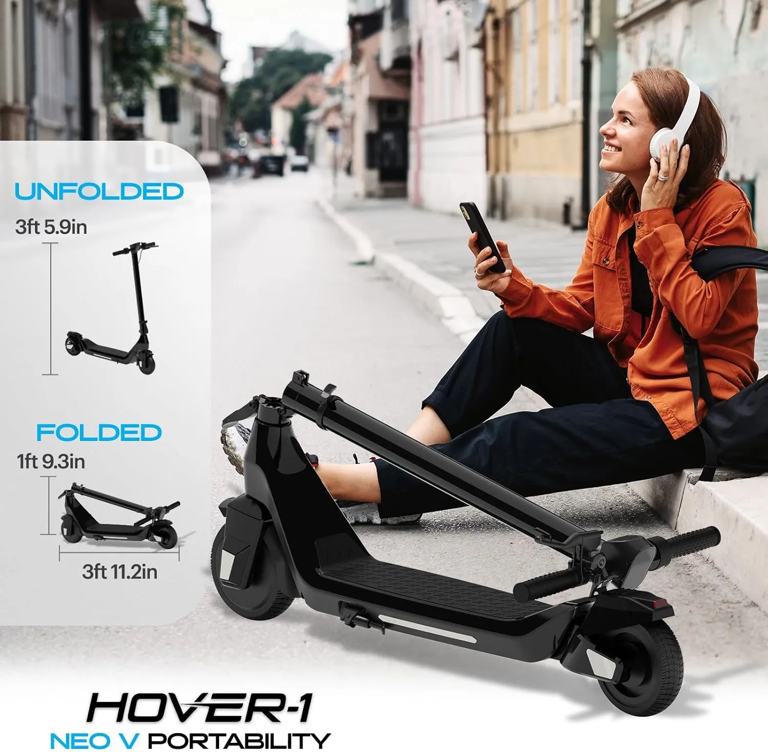 Hover-1 Neo Family Foldable Electric Scooter with 300W/250W/200W Rated Brushless Motor, 16/14/12 mph Max Speed, 8.5"/6.5” Wheels, 10/7 Mile Range Commuting Scooter for Kids & Teens Aged 4 to 16