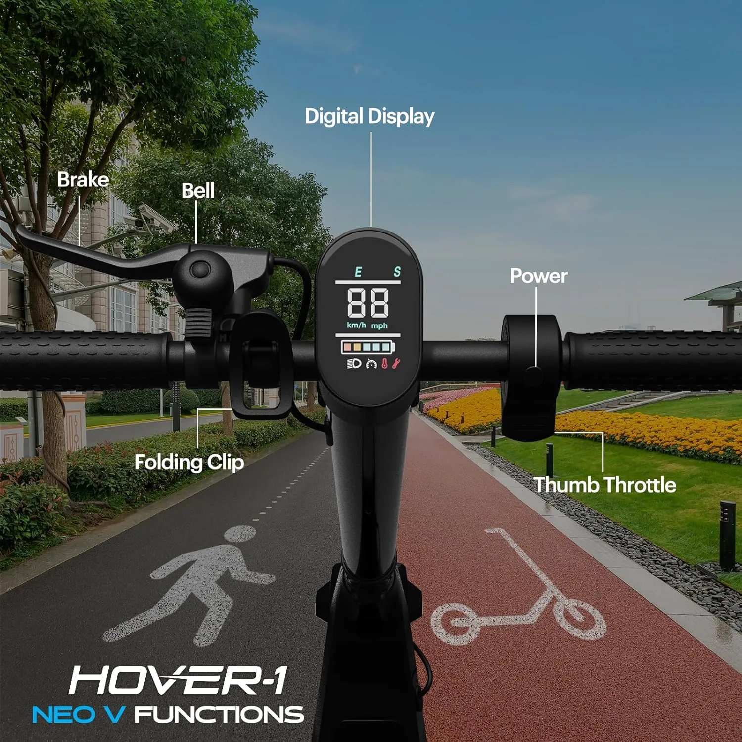Hover-1 Neo Family Foldable Electric Scooter with 300W/250W/200W Rated Brushless Motor, 16/14/12 mph Max Speed, 8.5"/6.5” Wheels, 10/7 Mile Range Commuting Scooter for Kids & Teens Aged 4 to 16