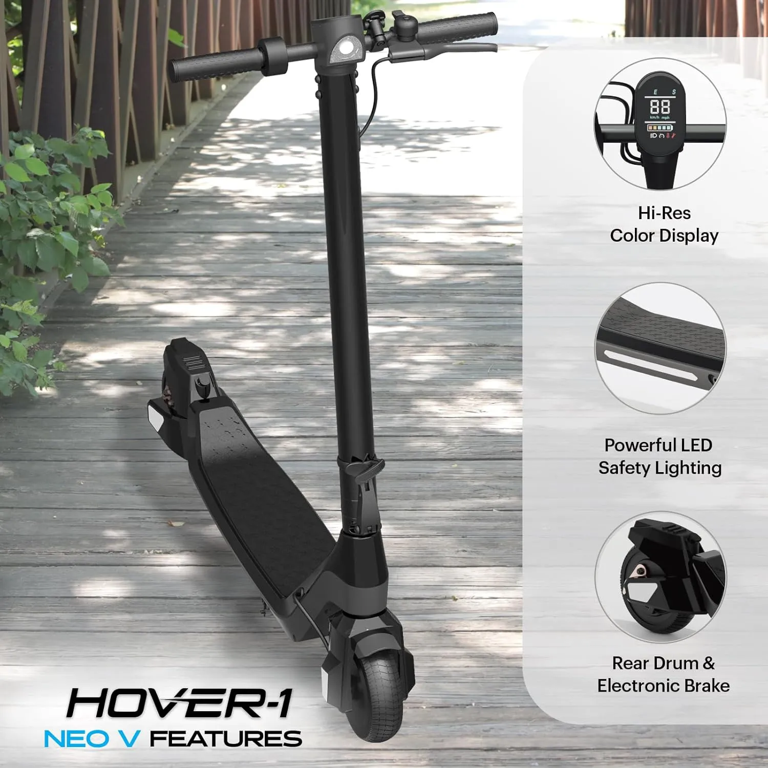 Hover-1 Neo Family Foldable Electric Scooter with 300W/250W/200W Rated Brushless Motor, 16/14/12 mph Max Speed, 8.5"/6.5” Wheels, 10/7 Mile Range Commuting Scooter for Kids & Teens Aged 4 to 16