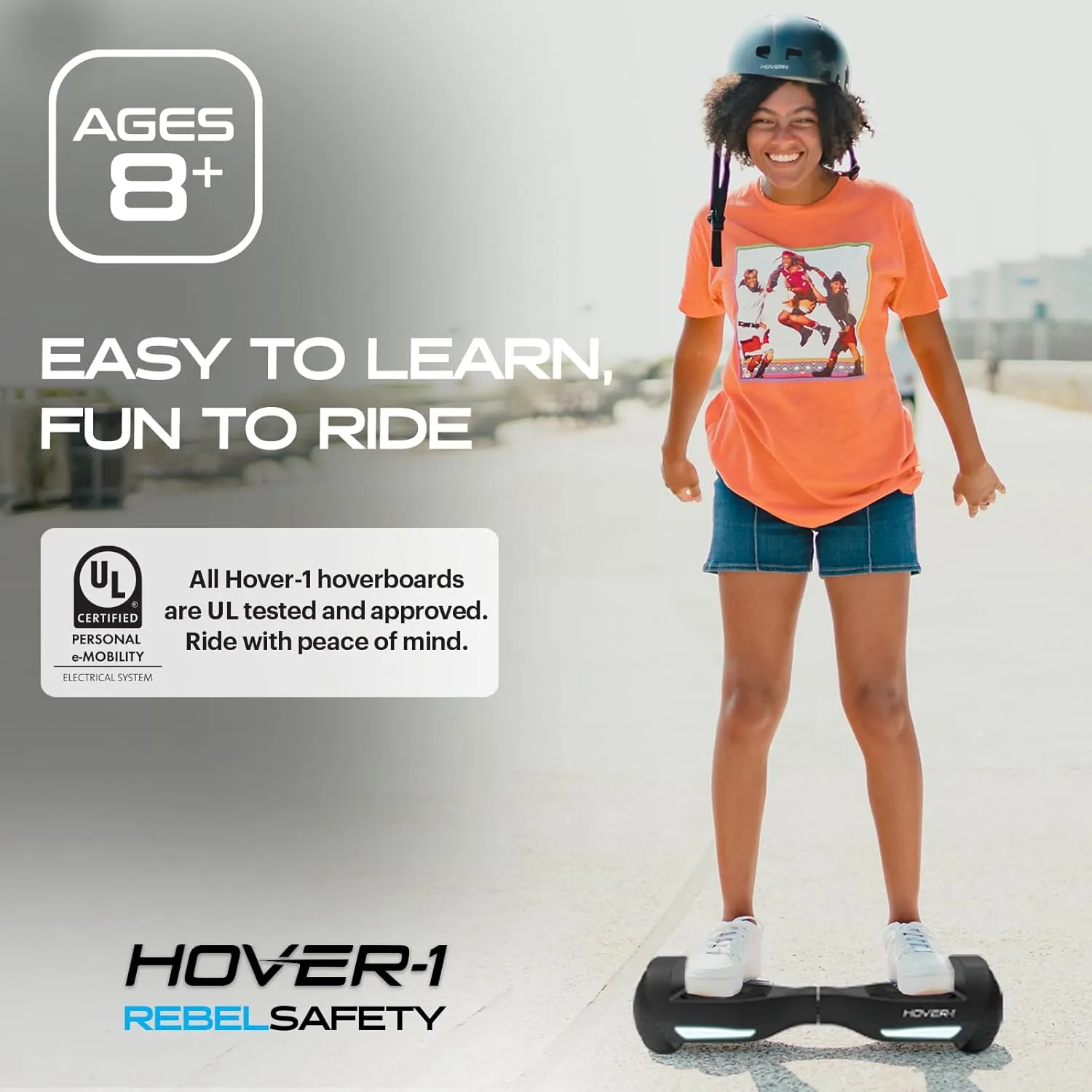 Hover-1 Rebel Electric Self-Balancing Hoverboard for Kids with 6.5” Tires, Dual 110W Motors, 6 mph Max Speed, and 3 Miles Max Range