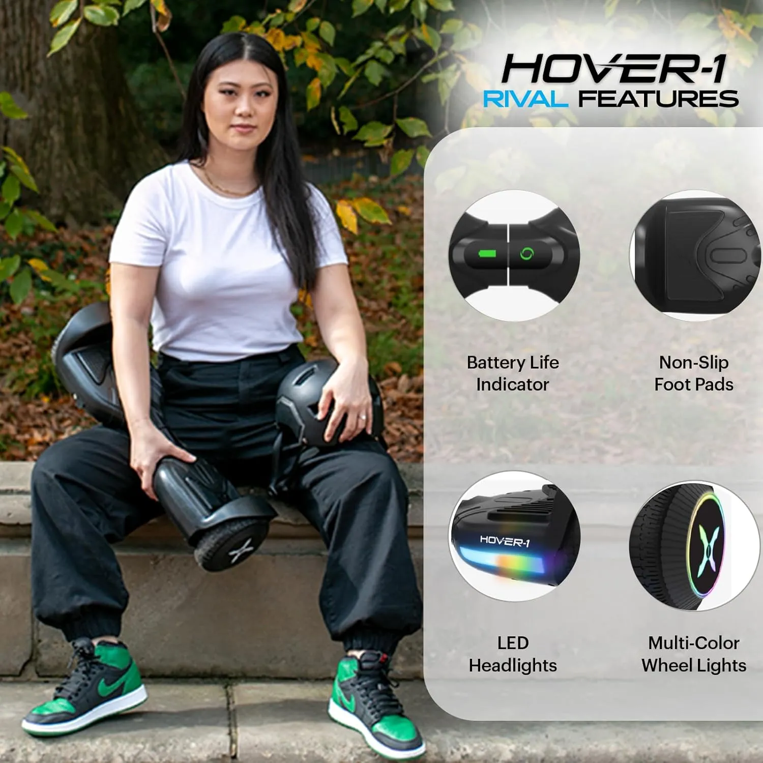 Hover-1 Rival Electric Self-Balancing Hoverboard for Kids with 6.5” Tires, Dual 110W Motors, 6 mph Max Speed, and 3 Miles Max Range