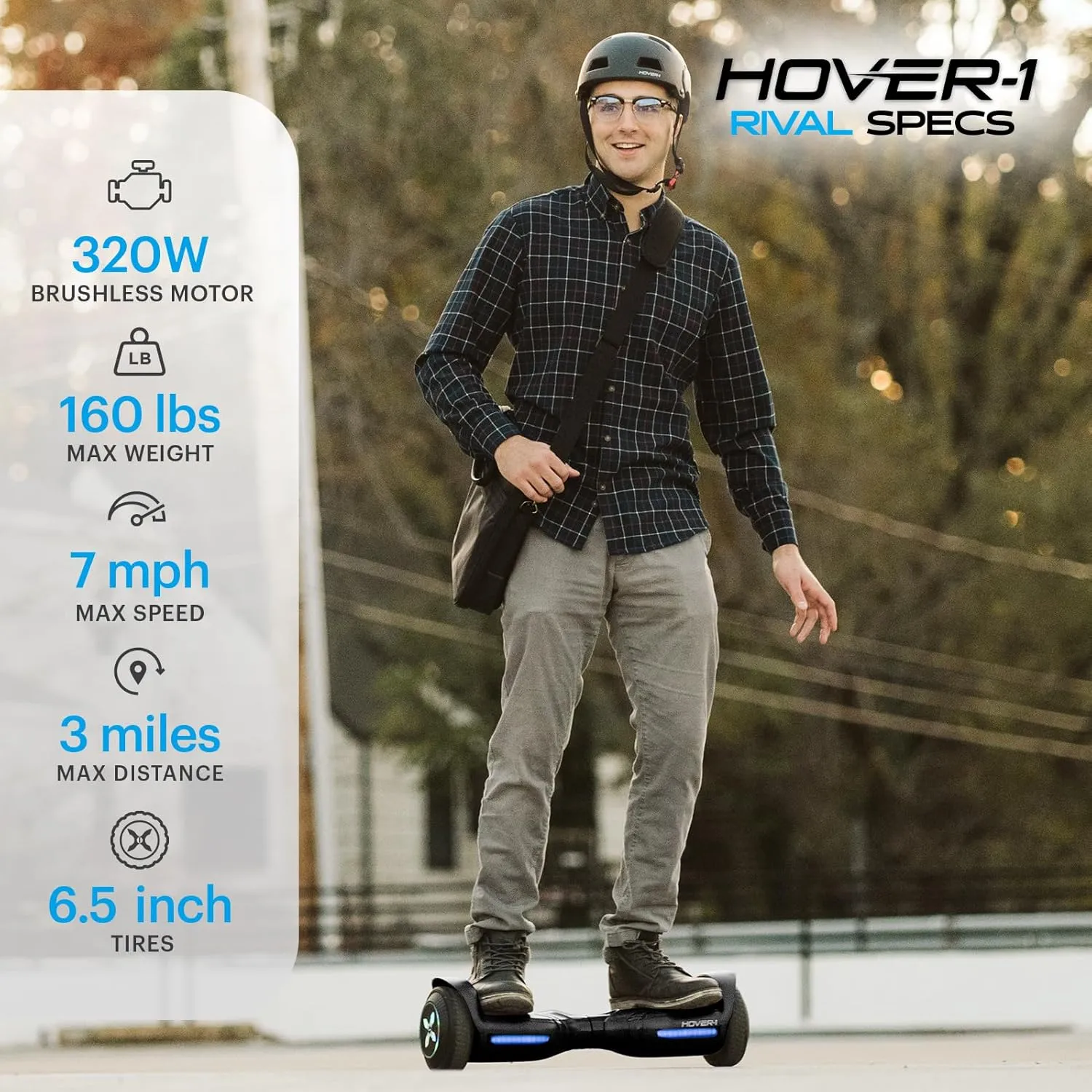 Hover-1 Rival Electric Self-Balancing Hoverboard for Kids with 6.5” Tires, Dual 110W Motors, 6 mph Max Speed, and 3 Miles Max Range