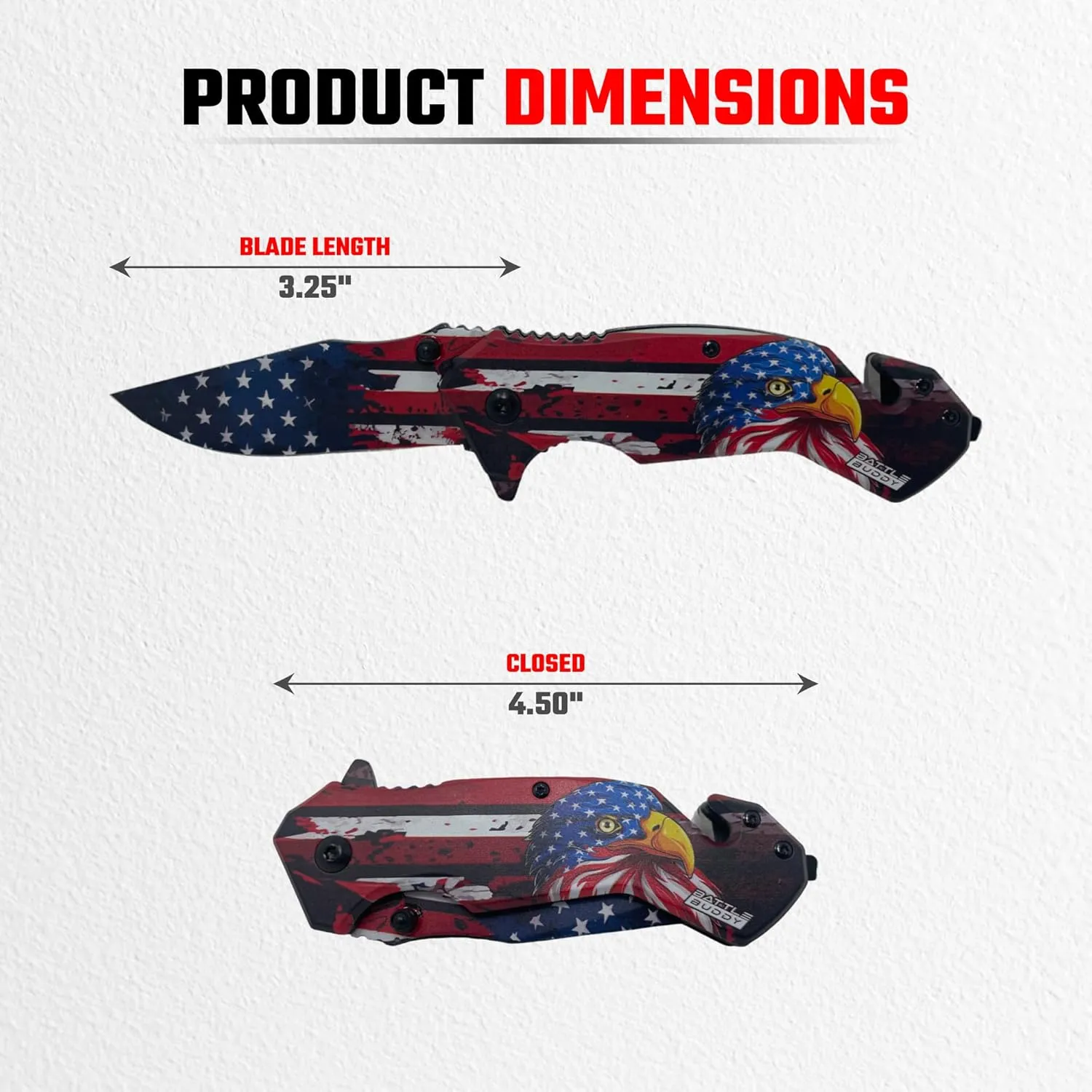 Hunting Knife - American Patriotic Camping Knife - America Folding Pocket Knife - 420 Stainless Steel With Cool Design & American Flag Knives Artwork For Collectors & Enthusiasts