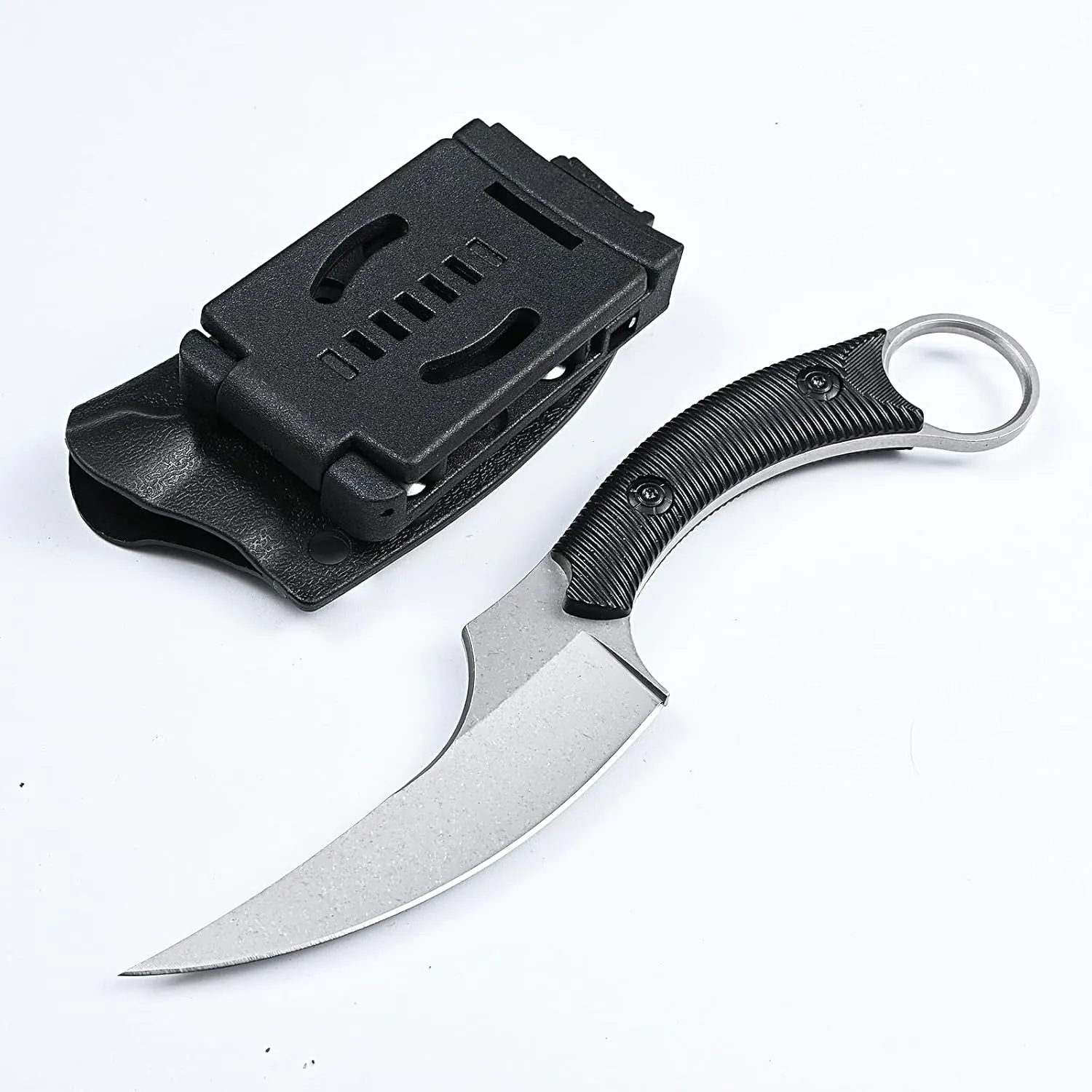 Hunting Knife Stainless Steel Fixed Blade Survival Tactical Knife with Kydex Sheath and Non-Slip Ergonomic Handle for Outdoor Camping