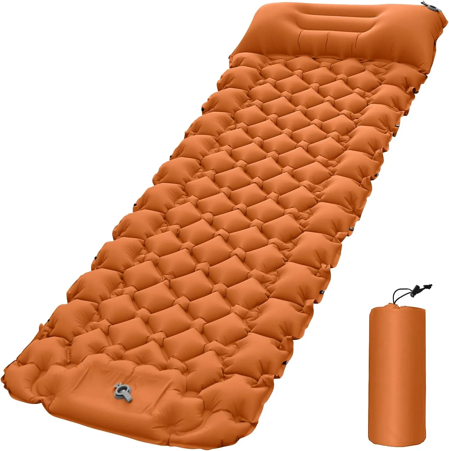 HURRISE Camping Mat, Lightweight Air Mattress with Pillow, Portable Sleeping Pad for Outdoor Activities, Suitable for Hiking, Fishing, Mountaineering, Nylon TPU Material, Green (Orange)